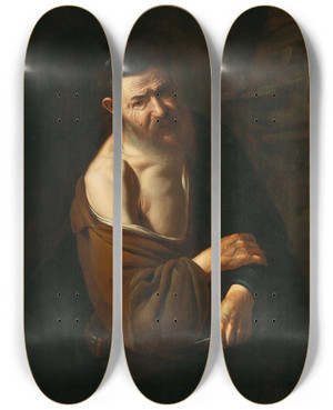 Triptych art skateboard deck of Roman School Saint Bartholomew by Roman School
