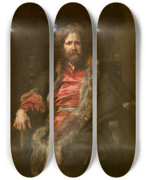 Triptych art skateboard deck of Anthony Van Dyck The Painter Martin Ryckaert by Anthony Van Dyck (1599-1641)