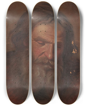Triptych art skateboard deck of Szymon Czechowicz Study Of An Old Mans Head_2 by Szymon Czechowicz (1689-1775)