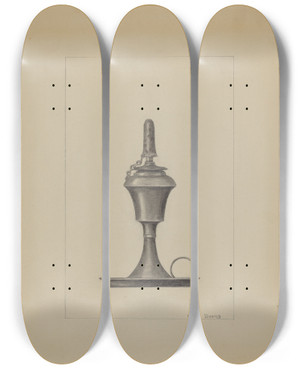 Triptych art skateboard deck of Hester Duany Lamp_3 by Hester Duany (1891-1964)