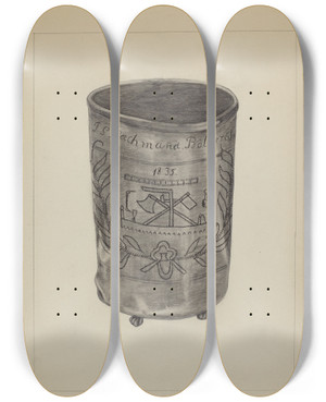 Triptych art skateboard deck of Gertrude Lemberg Pewter Beaker by Gertrude Lemberg (20-)