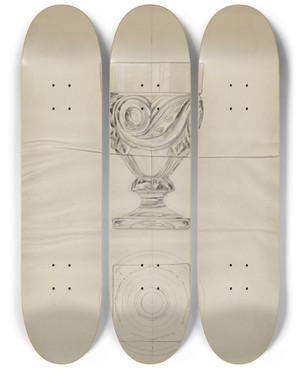 Triptych art skateboard deck of Albert Eyth Lidded Compote by Albert Eyth (20-)