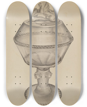 Triptych art skateboard deck of Anna Aloisi Compote_3 by Anna Aloisi