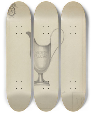 Triptych art skateboard deck of Charlotte Winter Silver Pitcher by Charlotte Winter (20-)