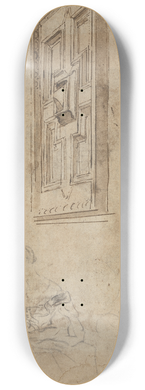 Jacob Jordaens - Die Heilige Familie mit Elisabeth und dem Johannesknaben (Rckseite- Tr, Trffnung und Herme) 8.25 inch art skate deck