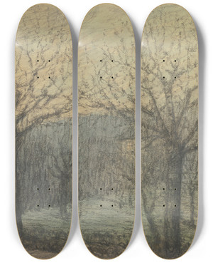 Triptych art skateboard deck of Heinrich Werner Spring Morning by Heinrich Winter