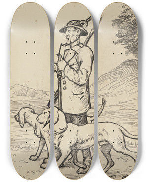 Triptych art skateboard deck of Hans Thoma Jger by Hans Thoma (1839-1924)