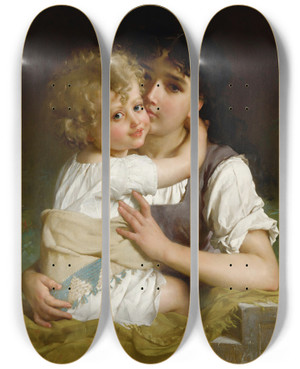 Triptych art skateboard deck of Mile Munier Maternal Affection by mile Munier (1840-1895)