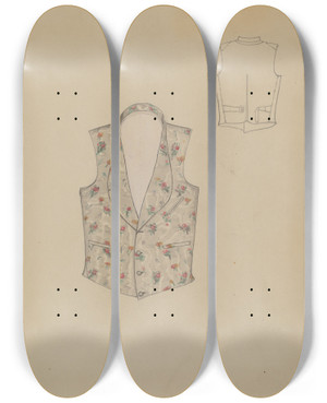 Triptych art skateboard deck of Dorothy Gernon Waistcoat_1 by Dorothy Gernon
