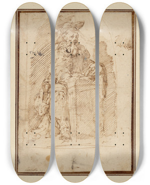Triptych art skateboard deck of Juan Del Castillo St Jerome by Juan del Castillo (1590-1657)