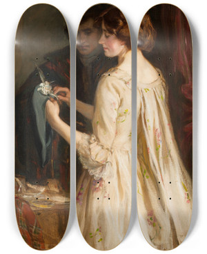 Triptych art skateboard deck of Robert Hope The White Cockade by Robert Hope (1869-1936)