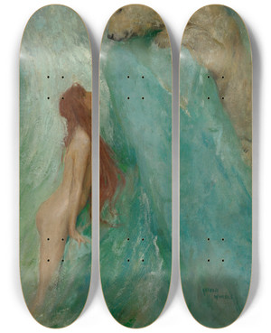 Triptych art skateboard deck of Arthur Wardle Arctic Encounter by Arthur Wardle (1864-1949)