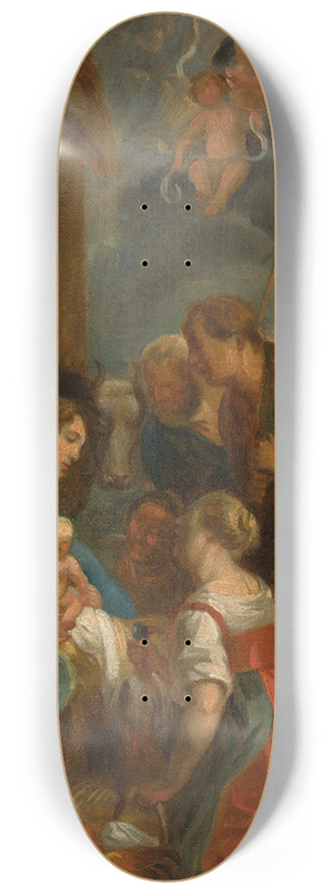 Jacob Jordaens - The Adoration of the Shepherds 8.25 inch art skate deck