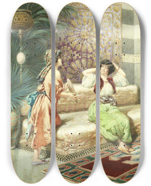 Triptych art skateboard deck of Giuseppe Aureli Vanity by Giuseppe Aureli (1858-1929)