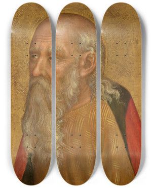 Triptych art skateboard deck of Gentile Da Fabriano Saint Paul The Hermit by Gentile da Fabriano (1370-1427)
