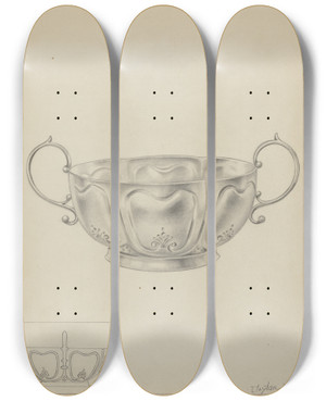 Triptych art skateboard deck of Clayton Braun Silver Bowl by Clayton Braun
