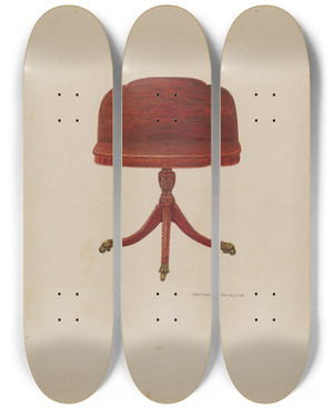 Triptych art skateboard deck of Dorothea A Farrington Drop Leaf Table_2 by Dorothea A Farrington