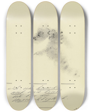 Triptych art skateboard deck of John Elsas Ich Ich Herrsche Weit Und Breit by John Elsas (1851-1935)