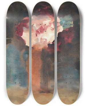 Triptych art skateboard deck of Hercules Brabazon Brabazon Roses by Hercules Brabazon Brabazon (1821-1906)
