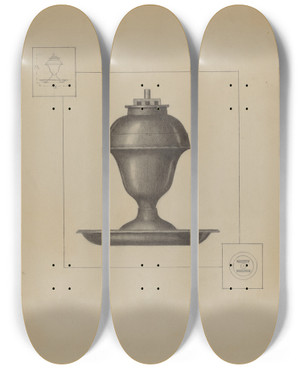 Triptych art skateboard deck of Herman Bader Lamp_2 by Herman Bader