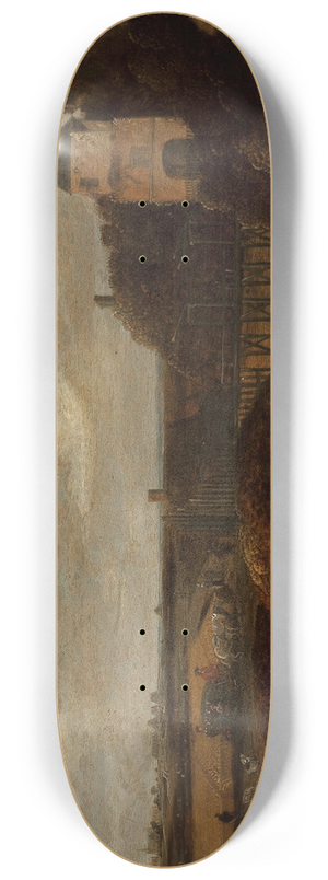 Jacob Knijff - Landscape with a castle 8.25 inch art skate deck