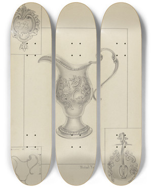 Triptych art skateboard deck of Michael Fenga Silver Creamer by Michael Fenga (20-)
