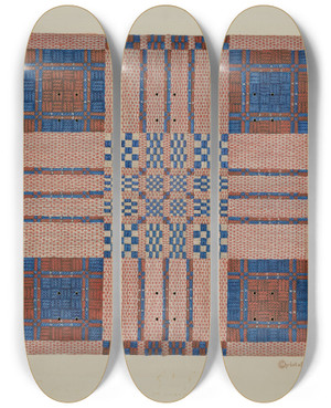 Triptych art skateboard deck of Cornelius Christoffels Coverlet_18 by Cornelius Christoffels (1879-1960)
