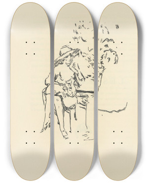 Triptych art skateboard deck of Pierre Bonnard Notes Sur Lamour Pl 03 by Pierre Bonnard (1867-1947)
