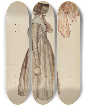 Triptych art skateboard deck of Lillian Causey Womans Dress by Lillian Causey (20-)