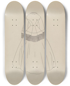 Triptych art skateboard deck of Irene Lawson Dress Pattern by Irene Lawson