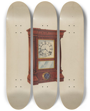Triptych art skateboard deck of Arthur Mathews Seth Thomas Clock_2 by Arthur Mathews
