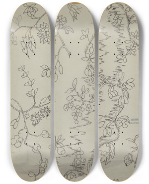 Triptych art skateboard deck of American 20Th Century Textile_6 by American 20Th Century