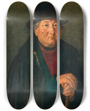 Triptych art skateboard deck of Michael Neder A Peasant From Lower Austria by Michael Neder (1807-1882)
