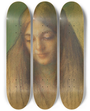 Triptych art skateboard deck of Pascaladolphejean Dagnanbouveret Madonna Study Forconsolatrix Afflictorum by Pascal-Adolphe-Jean Dagnan-Bouveret (1852-1929)