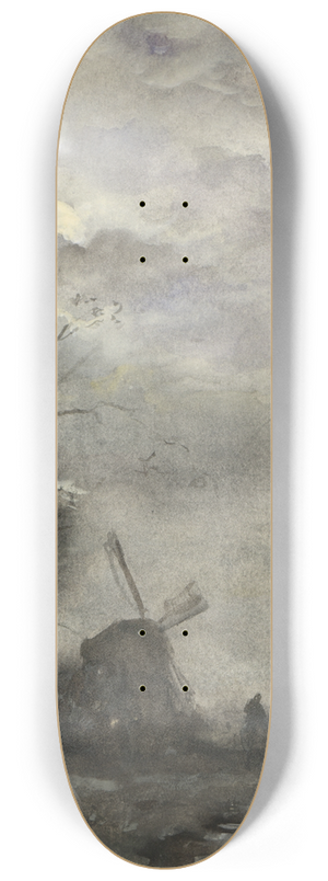 Jacob Maris - Landschap met molen bij maanlicht 8.25 inch art skate deck Jacob Maris - Landschap met molen bij maanlicht 8.25 inch art skate deck