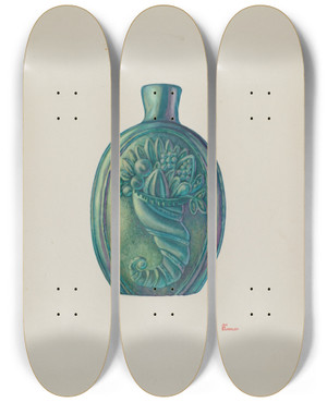 Triptych art skateboard deck of Hal Blakeley Flask_1 by Hal Blakeley