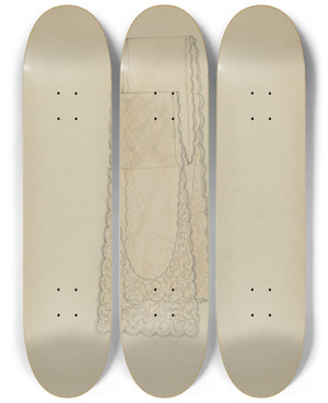 Triptych art skateboard deck of Dorothy M Gerhard Small Cravat by Dorothy M Gerhard