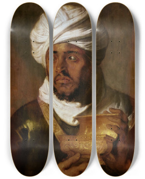 Triptych art skateboard deck of Peter Paul Rubens The Moorish King by Peter Paul Rubens (1577-1640)