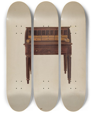 Triptych art skateboard deck of Marie Alain Desk by Marie Alain