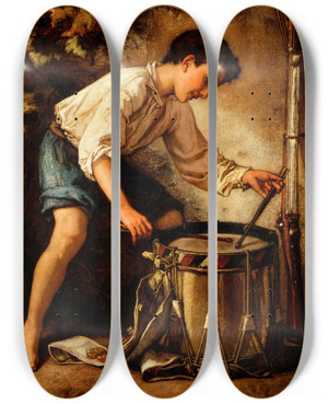Triptych art skateboard deck of Thomas Couture Drummer Boy by Thomas Couture (1815-1879)