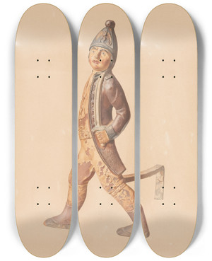 Triptych art skateboard deck of Cushman Parker Andiron Marching Hessian by Cushman Parker (1881-1940)