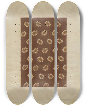 Triptych art skateboard deck of Florence Stevenson Calico_1 by Florence Stevenson