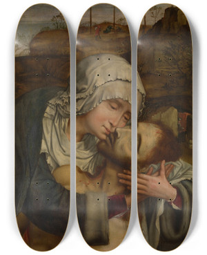 Triptych art skateboard deck of Quentin Massys Piet by Quentin Massys (1466-1530)
