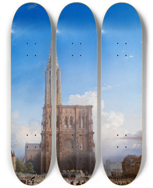 Triptych art skateboard deck of August Von Bayer Straburger Mnster by August Von Bayer (1803-1875)