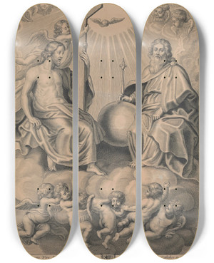 Triptych art skateboard deck of Peter Paul Rubens The Holy Trinity_3 by Peter Paul Rubens (1577-1640)