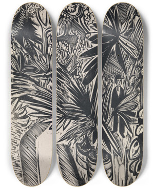 Triptych art skateboard deck of Ernst Ludwig Kirchner Vksthus Jena by Ernst Ludwig Kirchner (1880-1938)