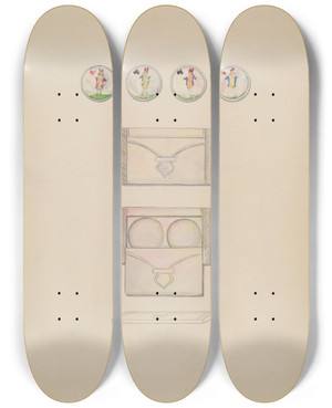 Triptych art skateboard deck of Jean Gordon Card Counters by Jean Gordon