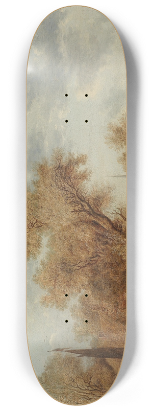 Jacob Salomonsz. van Ruysdael - A river landscape with ferry boats 8.25 inch art skate deck
