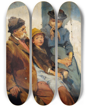 Triptych art skateboard deck of Anton Marussig Oberwlzer Typen by Anton Marussig
