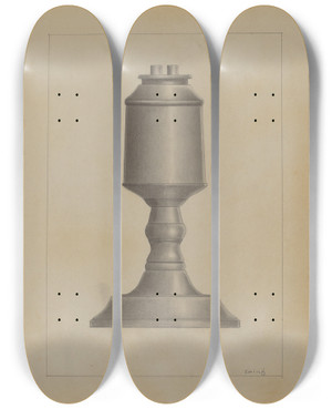 Triptych art skateboard deck of Burton Ewing Lamp_1 by Burton Ewing